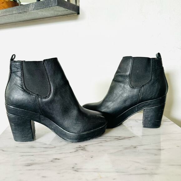 Asos Womens Ankle Chelsea Boots Block Heel Platform Faux leather Black. Womans 6 - Picture 6 of 12